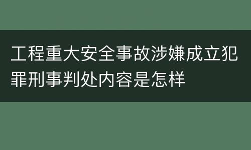 工程重大安全事故涉嫌成立犯罪刑事判处内容是怎样