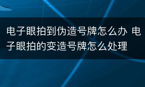 电子眼拍到伪造号牌怎么办 电子眼拍的变造号牌怎么处理
