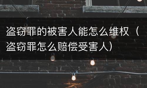 盗窃罪的被害人能怎么维权（盗窃罪怎么赔偿受害人）