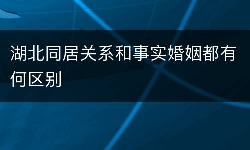 湖北同居关系和事实婚姻都有何区别