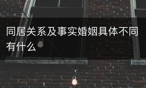 同居关系及事实婚姻具体不同有什么
