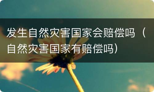 发生自然灾害国家会赔偿吗（自然灾害国家有赔偿吗）