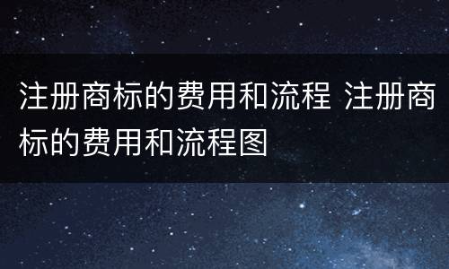 注册商标的费用和流程 注册商标的费用和流程图