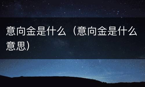 意向金是什么（意向金是什么意思）