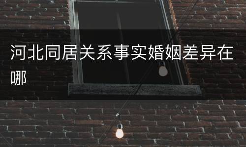 河北同居关系事实婚姻差异在哪