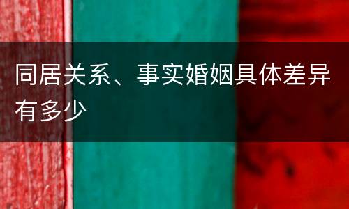 同居关系、事实婚姻具体差异有多少