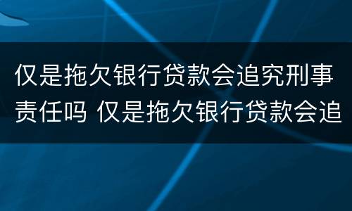 仅是拖欠银行贷款会追究刑事责任吗 仅是拖欠银行贷款会追究刑事责任吗