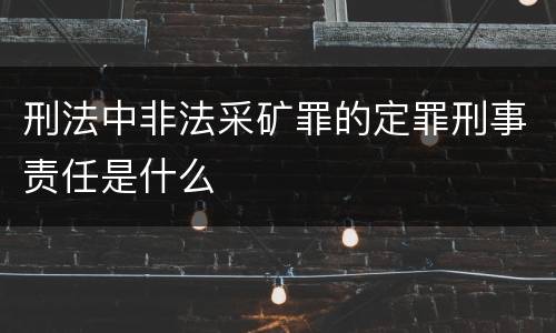刑法中非法采矿罪的定罪刑事责任是什么