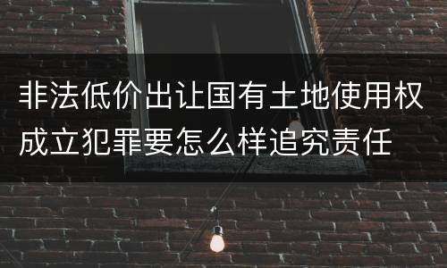 非法低价出让国有土地使用权成立犯罪要怎么样追究责任