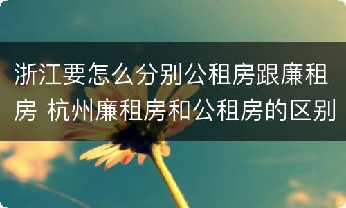 浙江要怎么分别公租房跟廉租房 杭州廉租房和公租房的区别