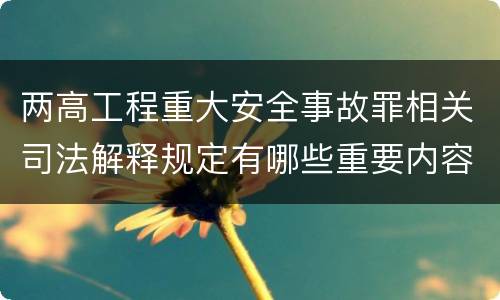 两高工程重大安全事故罪相关司法解释规定有哪些重要内容