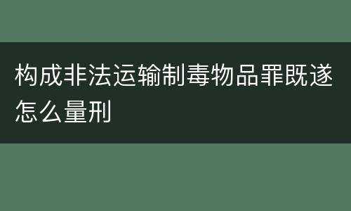 构成非法运输制毒物品罪既遂怎么量刑