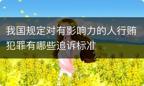 我国规定对有影响力的人行贿犯罪有哪些追诉标准