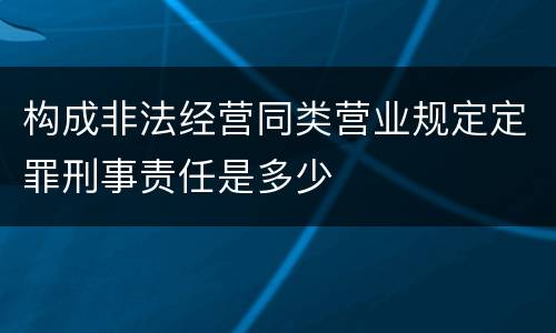 构成非法经营同类营业规定定罪刑事责任是多少