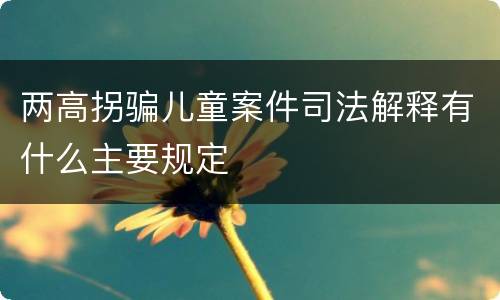 两高拐骗儿童案件司法解释有什么主要规定