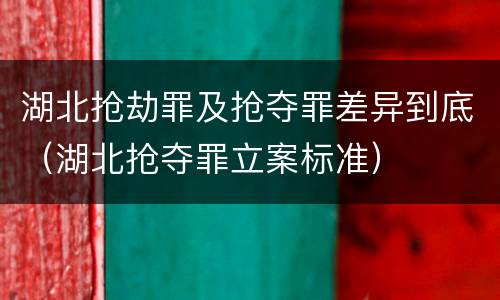 湖北抢劫罪及抢夺罪差异到底（湖北抢夺罪立案标准）