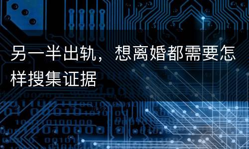 另一半出轨，想离婚都需要怎样搜集证据