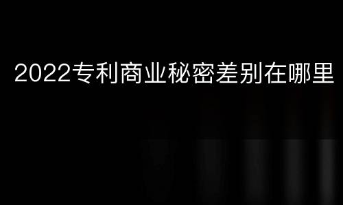 2022专利商业秘密差别在哪里