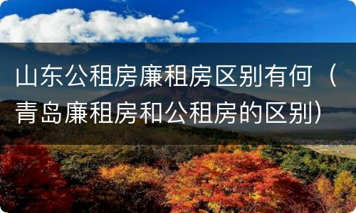 山东公租房廉租房区别有何（青岛廉租房和公租房的区别）