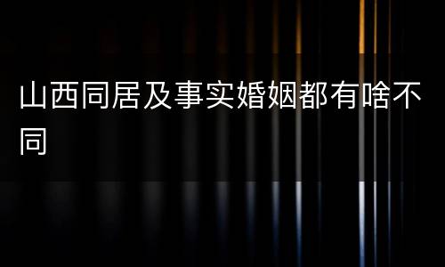 山西同居及事实婚姻都有啥不同