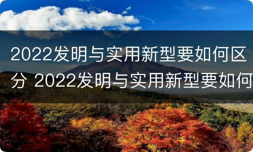 2022发明与实用新型要如何区分 2022发明与实用新型要如何区分呢