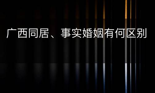 广西同居、事实婚姻有何区别