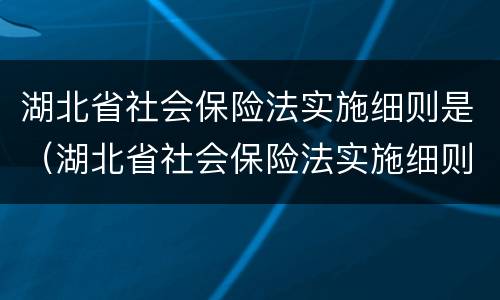 湖北省社会保险法实施细则是（湖北省社会保险法实施细则是第几条）