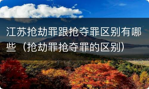 江苏抢劫罪跟抢夺罪区别有哪些（抢劫罪抢夺罪的区别）