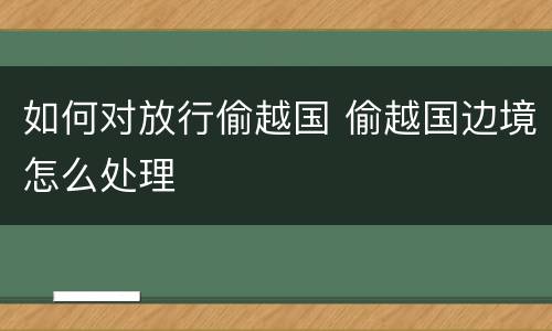 如何对放行偷越国 偷越国边境怎么处理