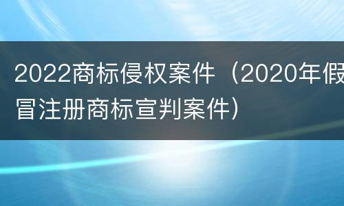2022商标侵权案件（2020年假冒注册商标宣判案件）