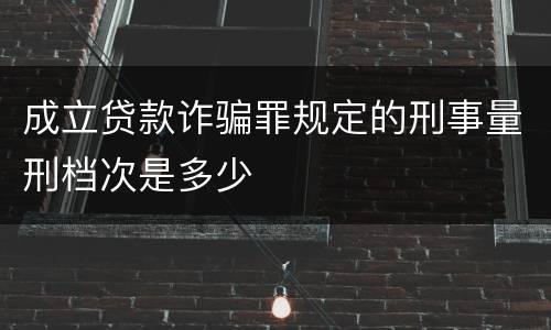 成立贷款诈骗罪规定的刑事量刑档次是多少