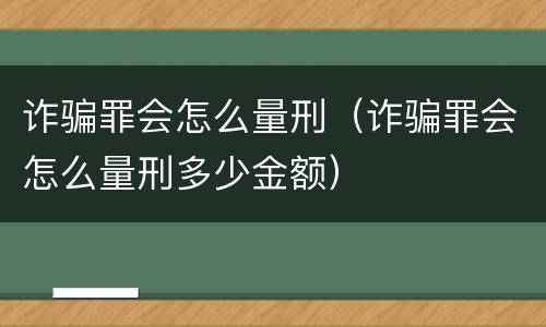 诈骗罪会怎么量刑（诈骗罪会怎么量刑多少金额）