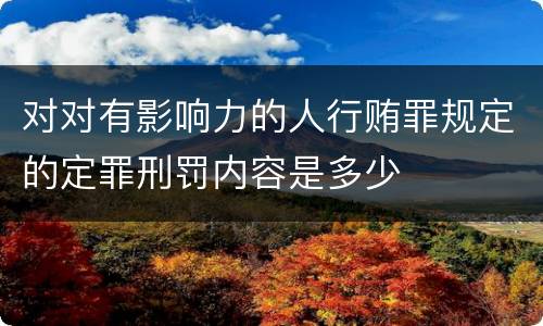 对对有影响力的人行贿罪规定的定罪刑罚内容是多少
