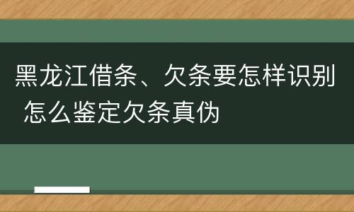 黑龙江借条、欠条要怎样识别 怎么鉴定欠条真伪