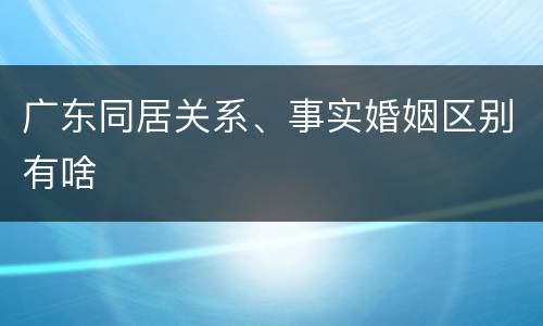 广东同居关系、事实婚姻区别有啥
