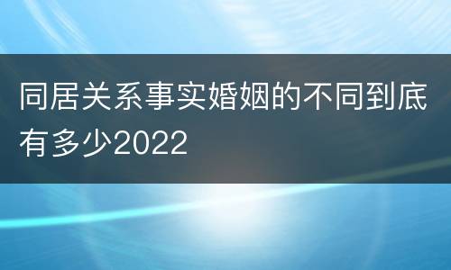 同居关系事实婚姻的不同到底有多少2022