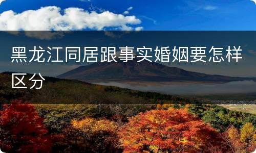 黑龙江同居跟事实婚姻要怎样区分