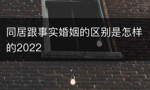 同居跟事实婚姻的区别是怎样的2022