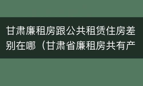 甘肃廉租房跟公共租赁住房差别在哪（甘肃省廉租房共有产权能卖吗）