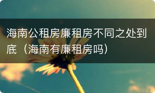 海南公租房廉租房不同之处到底（海南有廉租房吗）