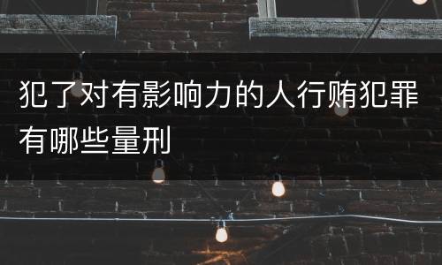 犯了对有影响力的人行贿犯罪有哪些量刑