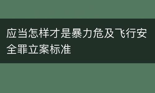 应当怎样才是暴力危及飞行安全罪立案标准