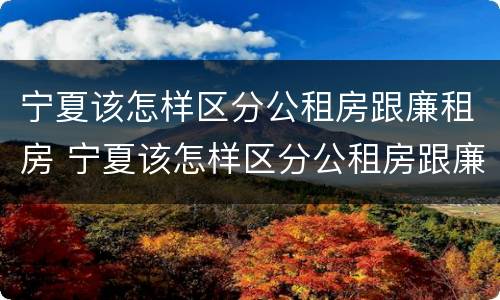 宁夏该怎样区分公租房跟廉租房 宁夏该怎样区分公租房跟廉租房的区别