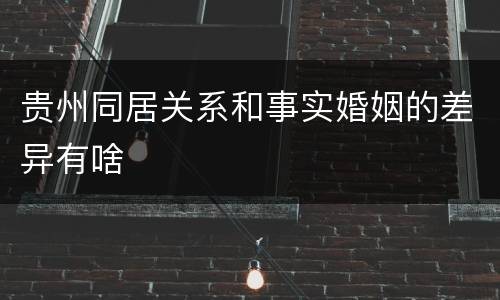 贵州同居关系和事实婚姻的差异有啥