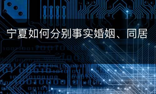 宁夏如何分别事实婚姻、同居