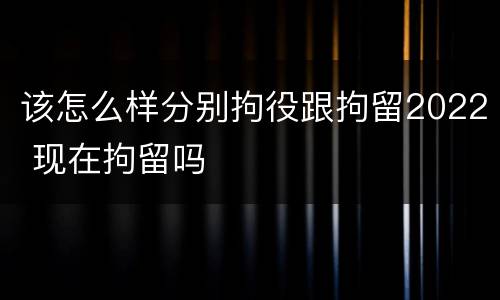 该怎么样分别拘役跟拘留2022 现在拘留吗