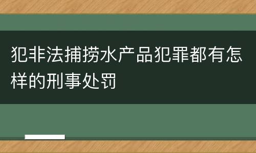 犯非法捕捞水产品犯罪都有怎样的刑事处罚