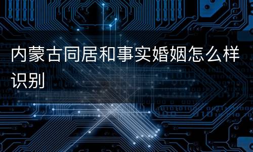 内蒙古同居和事实婚姻怎么样识别