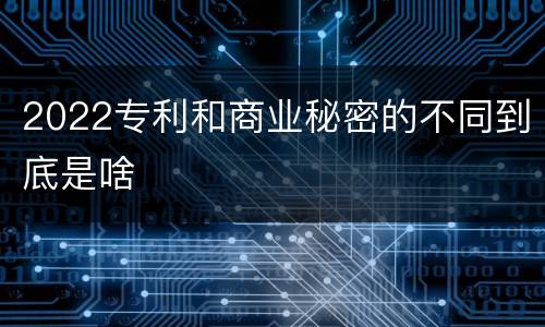 2022专利和商业秘密的不同到底是啥