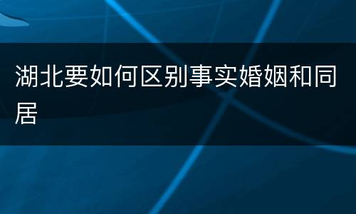 湖北要如何区别事实婚姻和同居